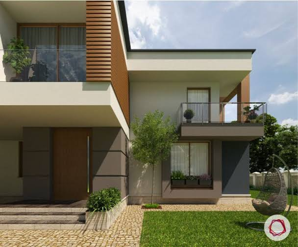 Modern completed exterior house with coordinated paint colours